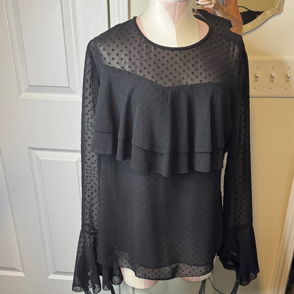 Chic Black Ruffle Blouse